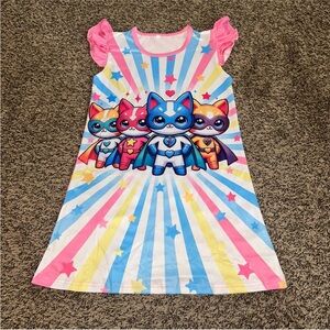 NWOT Size 140 (google says 8) Colorful Super Kitties Kids Pajamas